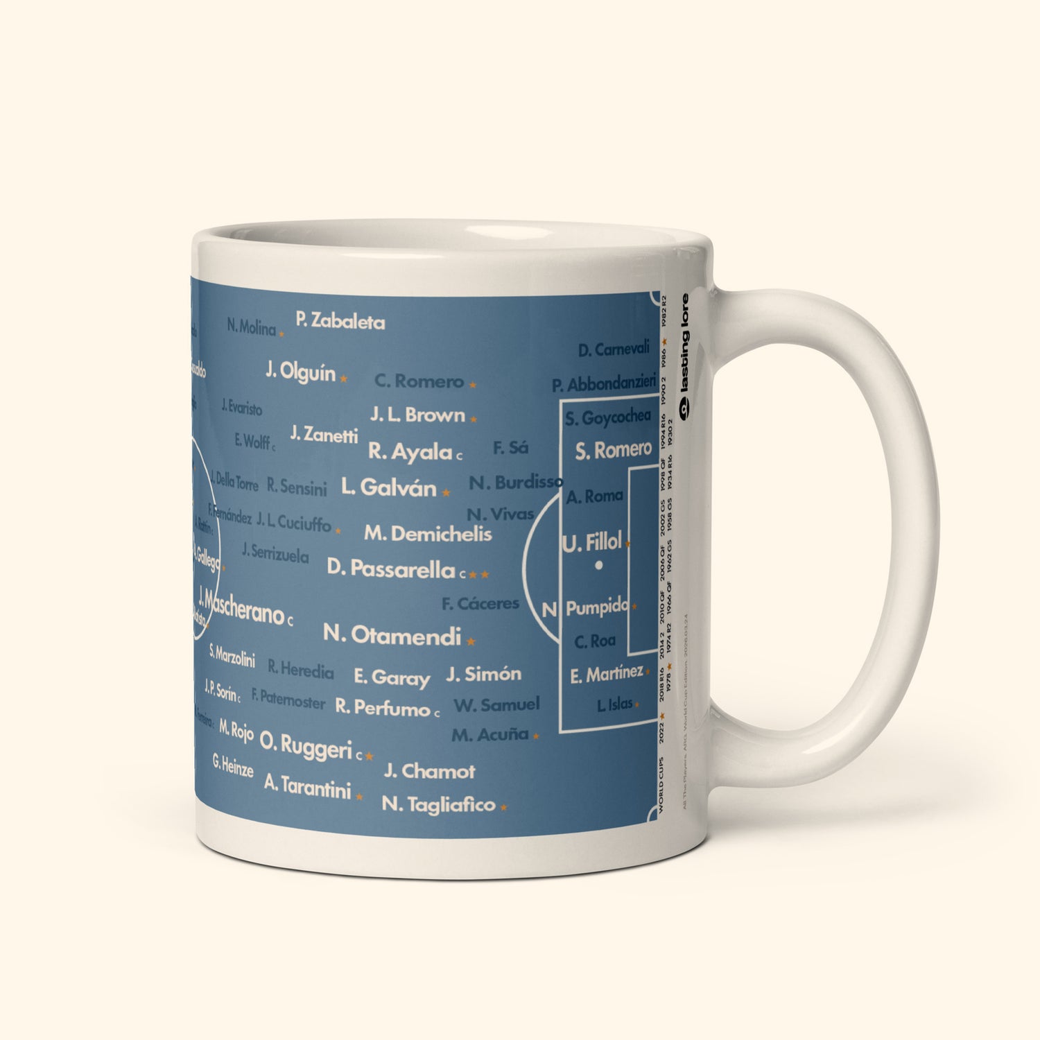 Taza de 11 oz de los 100 mejores jugadores argentinos de la Copa del Mundo