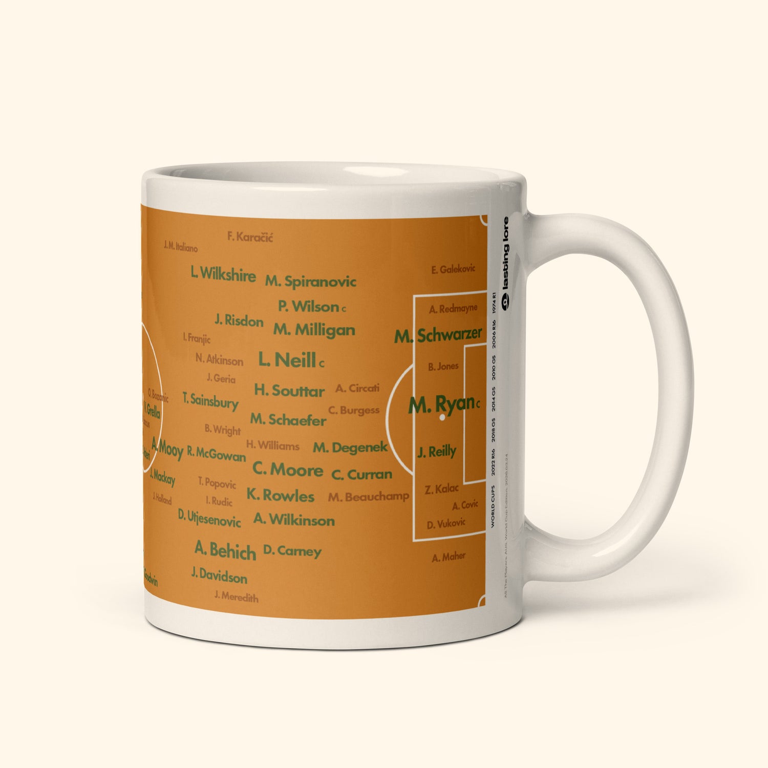 Taza de 11 oz con los 100 mejores jugadores de la Copa del Mundo de Australia