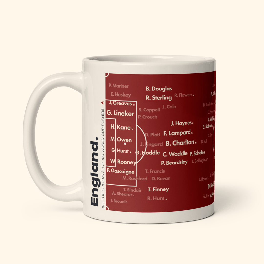 England Top 100 World Cup Players 11oz Mug