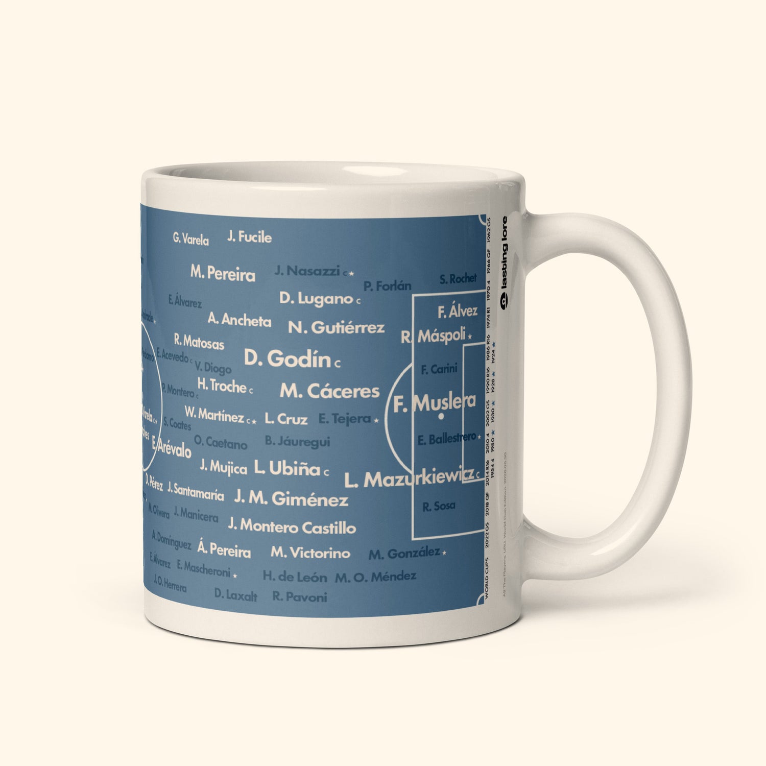 Taza de 11oz de los 100 Mejores Jugadores Uruguayos de la Copa del Mundo
